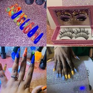 Press on nails, mink lashes and nail services